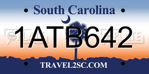 1ATB642 South Carolina License Plate