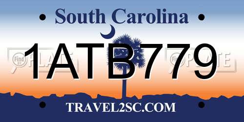 1ATB779 South Carolina License Plate