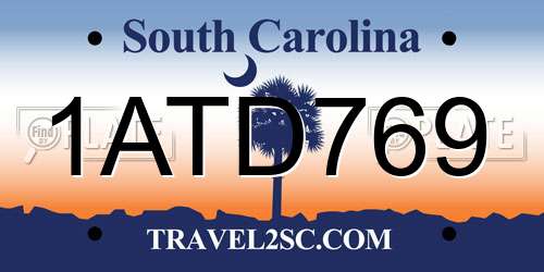 1ATD769 South Carolina License Plate