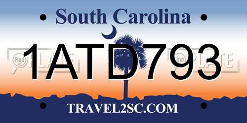 1ATD793 South Carolina License Plate