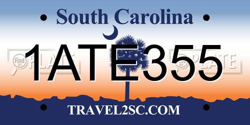 1ATE355 South Carolina License Plate
