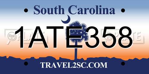 1ATE358 South Carolina License Plate