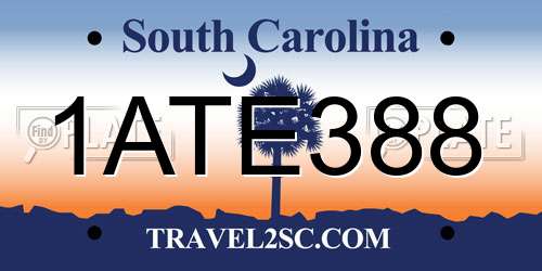 1ATE388 South Carolina License Plate