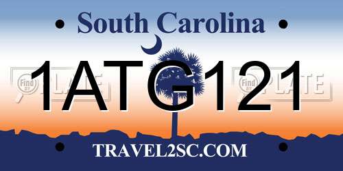 1ATG121 South Carolina License Plate