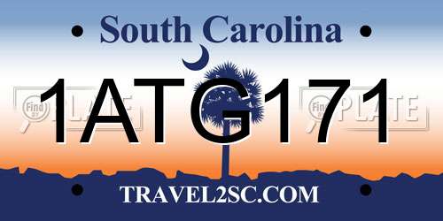 1ATG171 South Carolina License Plate