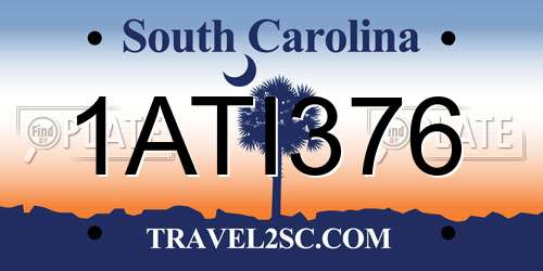 1ATI376 South Carolina License Plate
