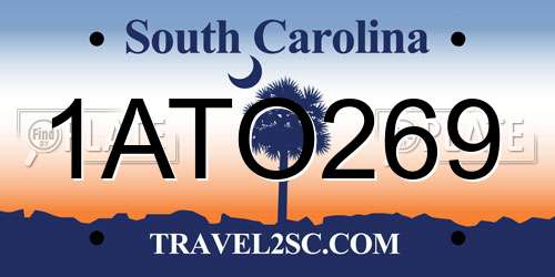 1ATO269 South Carolina License Plate