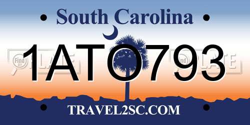 1ATO793 South Carolina License Plate