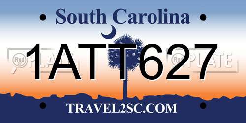 1ATT627 South Carolina License Plate