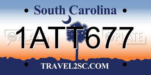 1ATT677 South Carolina License Plate