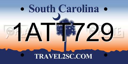 1ATT729 South Carolina License Plate