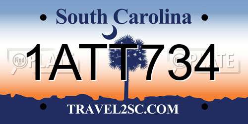 1ATT734 South Carolina License Plate