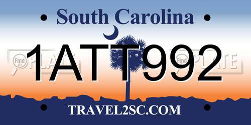 1ATT992 South Carolina License Plate