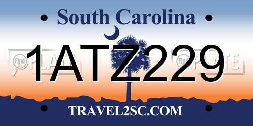 1ATZ229 South Carolina License Plate