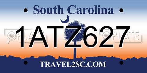 1ATZ627 South Carolina License Plate