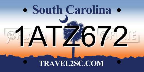1ATZ672 South Carolina License Plate
