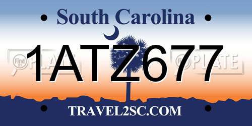 1ATZ677 South Carolina License Plate