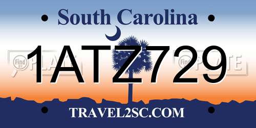 1ATZ729 South Carolina License Plate