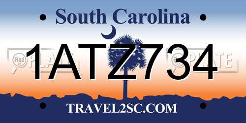 1ATZ734 South Carolina License Plate