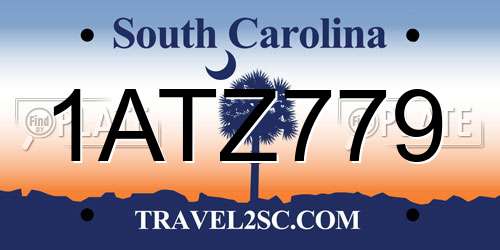 1ATZ779 South Carolina License Plate