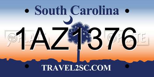 1AZ1376 South Carolina License Plate