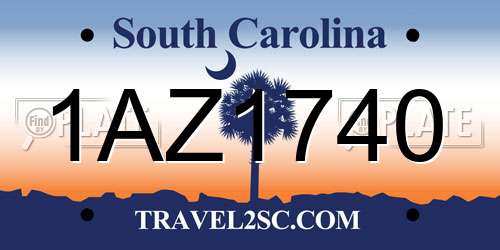 1AZ1740 South Carolina License Plate