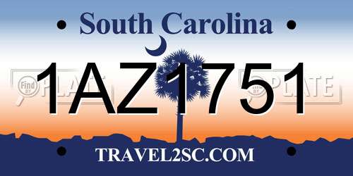 1AZ1751 South Carolina License Plate