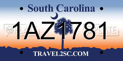 1AZ1781 South Carolina License Plate