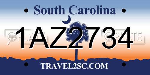 1AZ2734 South Carolina License Plate
