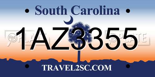 1AZ3355 South Carolina License Plate