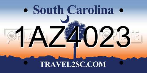 1AZ4023 South Carolina License Plate
