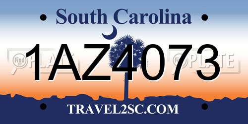 1AZ4073 South Carolina License Plate
