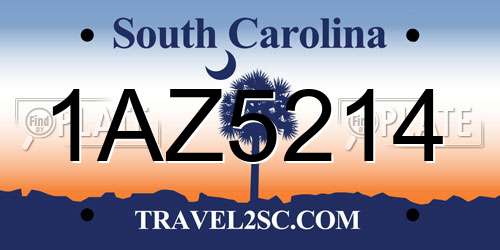 1AZ5214 South Carolina License Plate