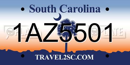 1AZ5501 South Carolina License Plate