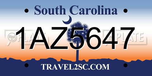 1AZ5647 South Carolina License Plate