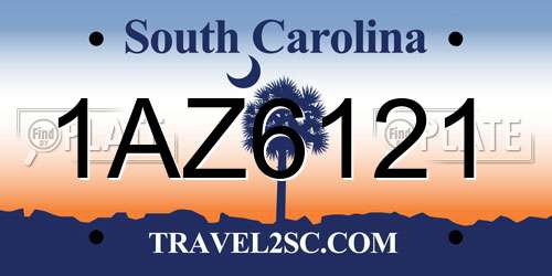 1AZ6121 South Carolina License Plate