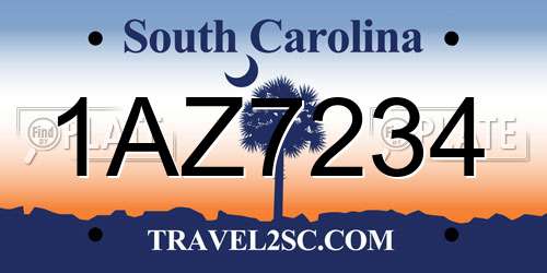1AZ7234 South Carolina License Plate
