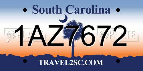 1AZ7672 South Carolina License Plate