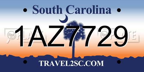 1AZ7729 South Carolina License Plate
