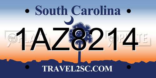 1AZ8214 South Carolina License Plate