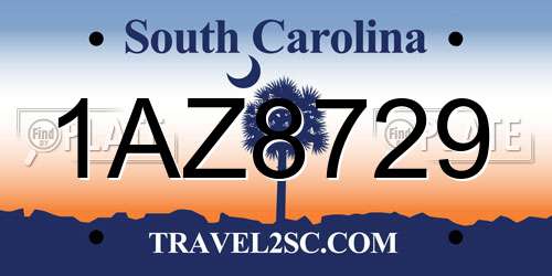1AZ8729 South Carolina License Plate