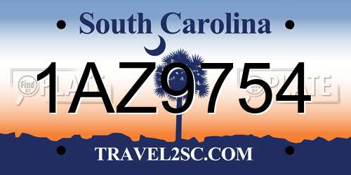 1AZ9754 South Carolina License Plate