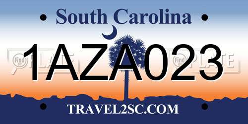 1AZA023 South Carolina License Plate