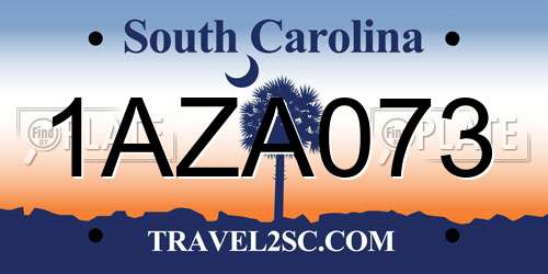 1AZA073 South Carolina License Plate