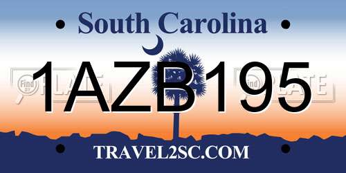1AZB195 South Carolina License Plate