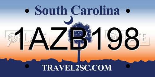 1AZB198 South Carolina License Plate