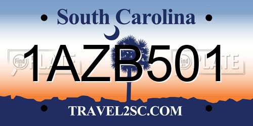 1AZB501 South Carolina License Plate