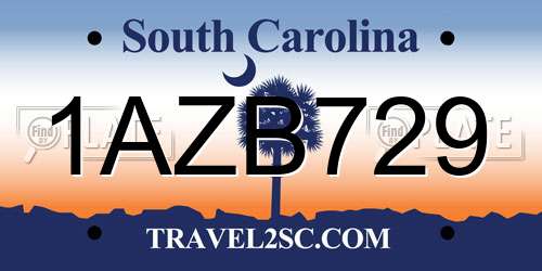 1AZB729 South Carolina License Plate