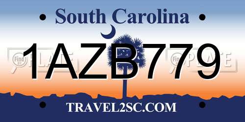 1AZB779 South Carolina License Plate