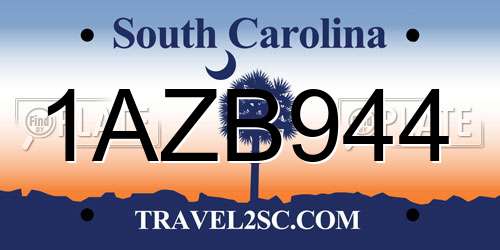 1AZB944 South Carolina License Plate